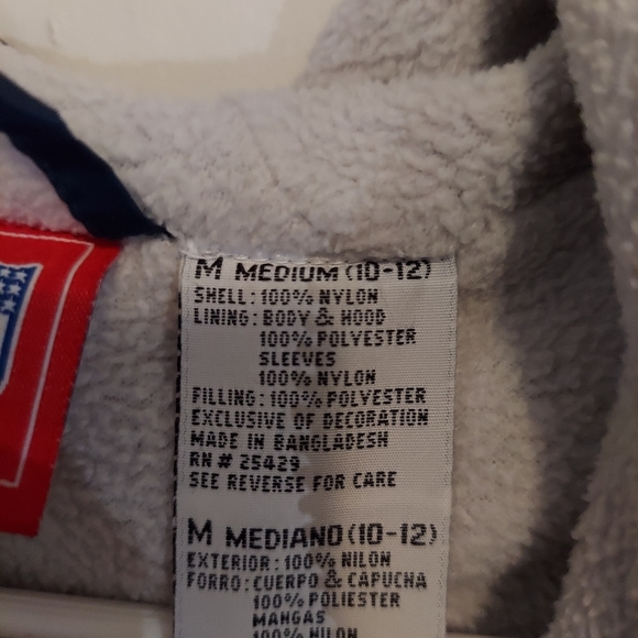 SALE N.E PATRIOTS NFL TEAM FULL ZIP JACKET W/ HOOD- Sz-YOUTH MED 10-12 - Picture 6 of 10